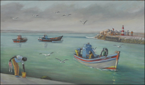 Struisbaai harbour fishermen