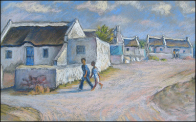 Two boys walking