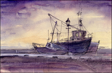 Boats in the sunset
